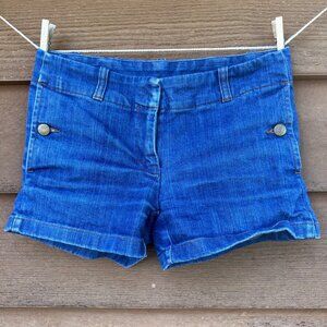 J Crew Womens Denim Shorts Size 2 With Front & Back Pockets Button Details Cotto